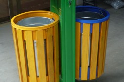 吕梁户外环保钢木分类垃圾桶