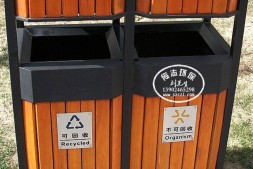 大同市户外公园钢木分类垃圾桶