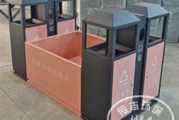 汾阳高站台高铁站喷粉不锈钢分类垃圾桶