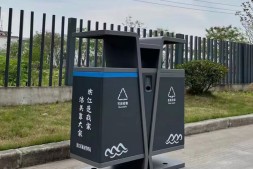 太原城市街道喷塑两连体不锈钢垃圾桶