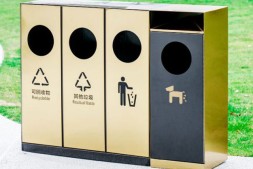 朔州室外公园四分类电镀不锈钢分类垃圾桶