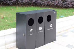 阳泉户外公司黑色三分类不锈钢垃圾桶