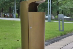 晋中户外圆柱形喷粉不锈钢垃圾桶单筒